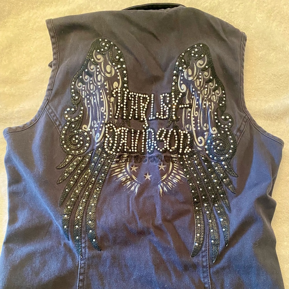 Harley-Davidson Black sleeveless zip front shit size S